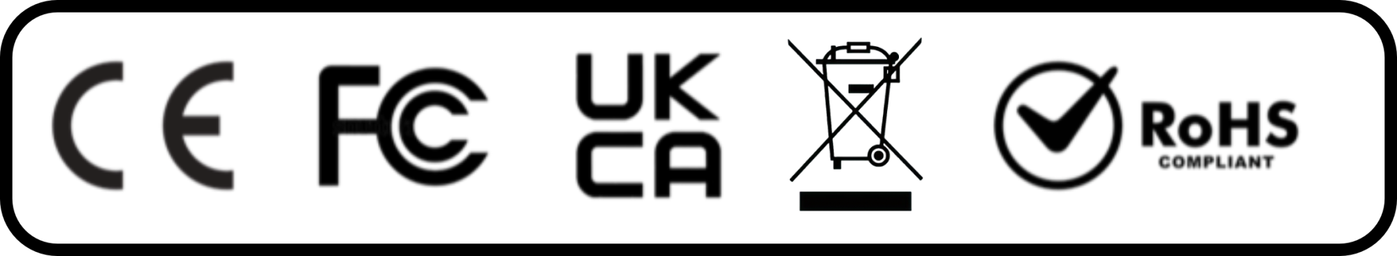 CE, FCC, UKCA, WEEE and RoHS compliance marks for LiquiCount LC1